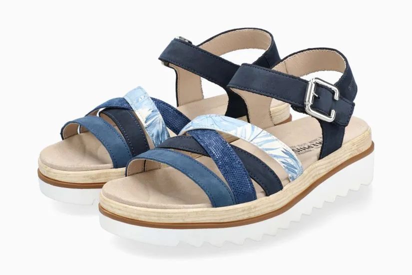 Mephisto Doria Women Sandals Blue Leather Nubuck Brand New w/ Box