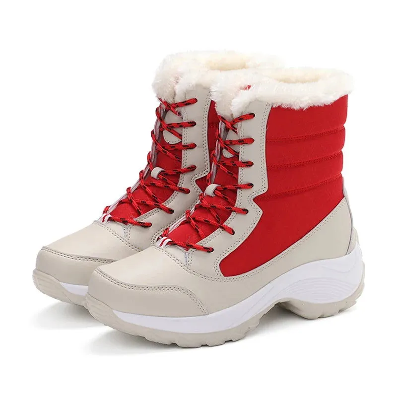 Winter Warm Lace-up Plush Down Fur Snow Boots