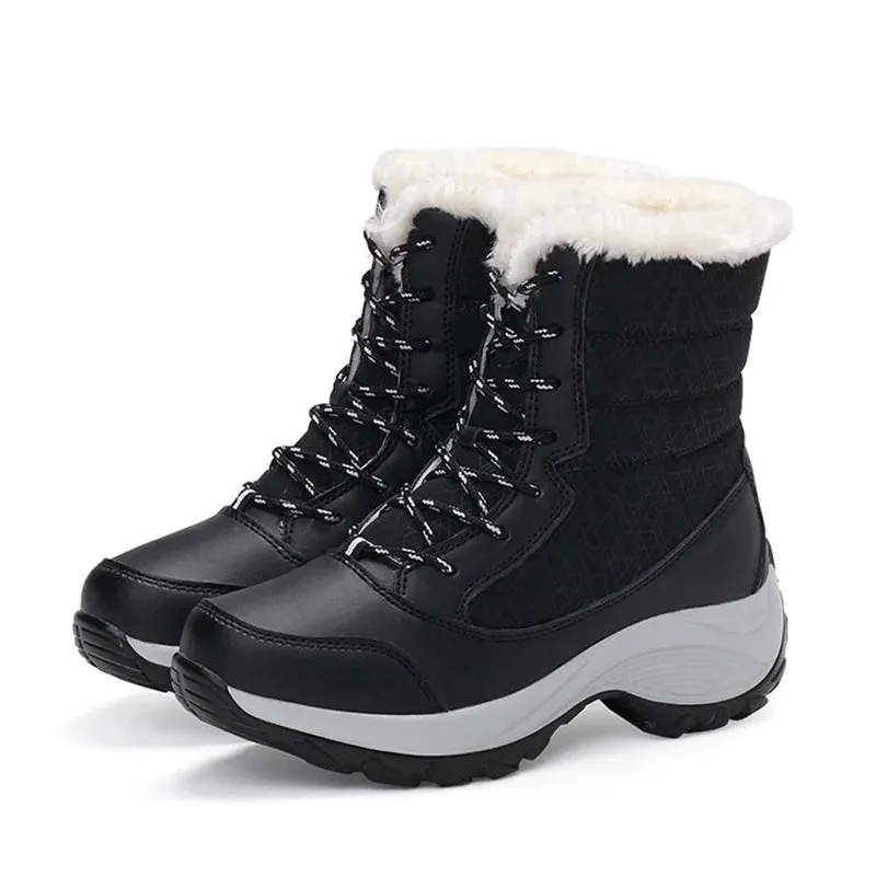 Winter Warm Lace-up Plush Down Fur Snow Boots