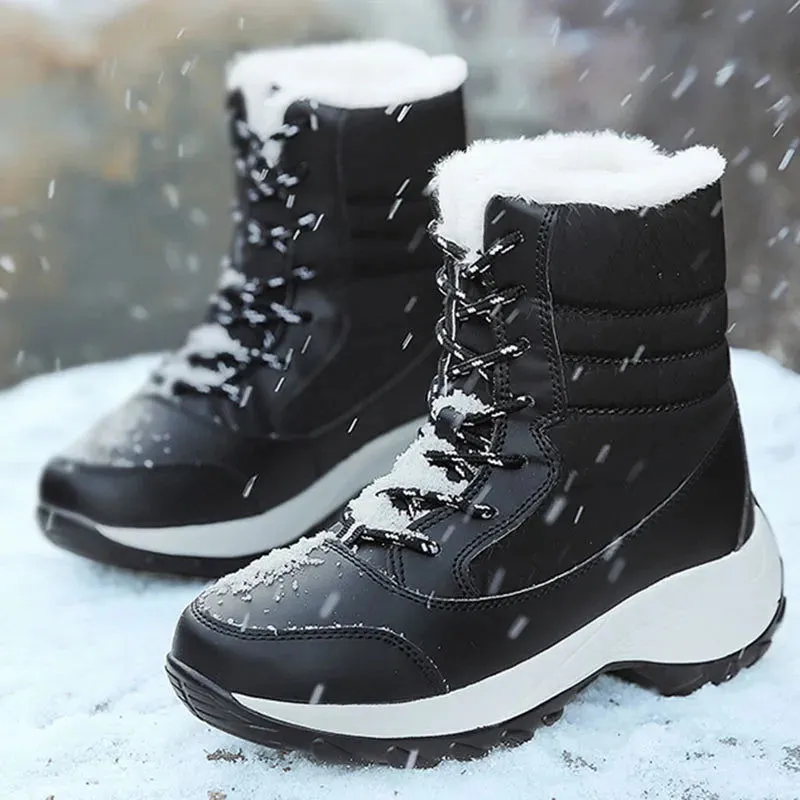 Winter Warm Lace-up Plush Down Fur Snow Boots