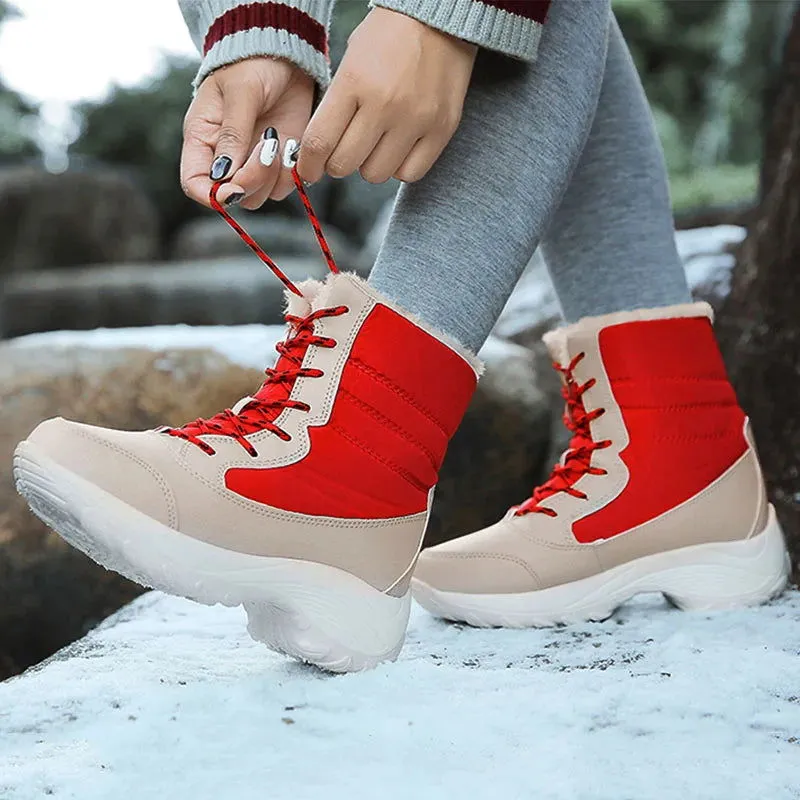 Winter Warm Lace-up Plush Down Fur Snow Boots