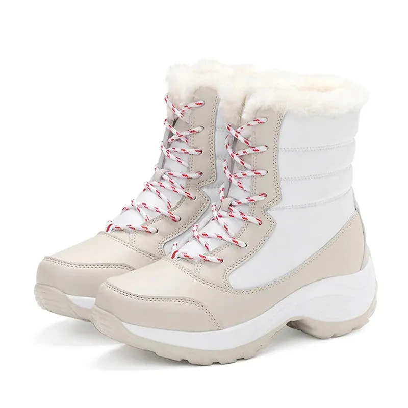 Winter Warm Lace-up Plush Down Fur Snow Boots