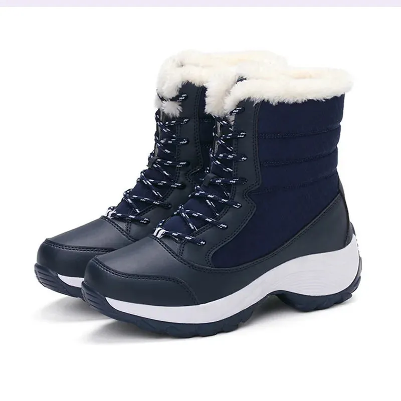 Winter Warm Lace-up Plush Down Fur Snow Boots