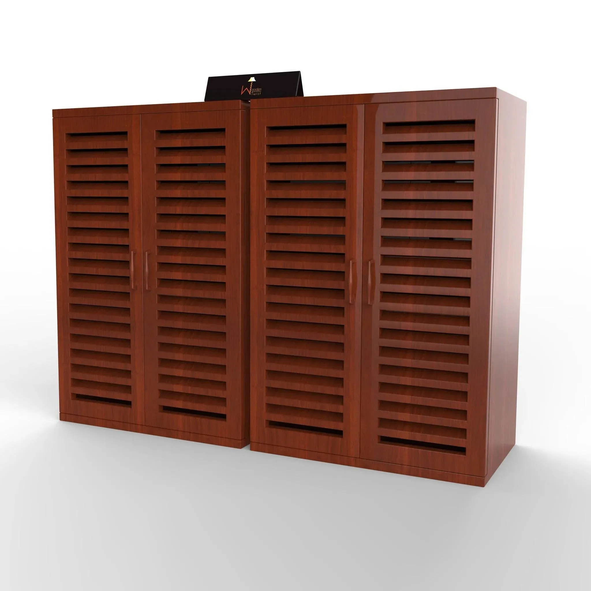 Wooden Twist Double Shoe Rack Cabinet In Teak Wood