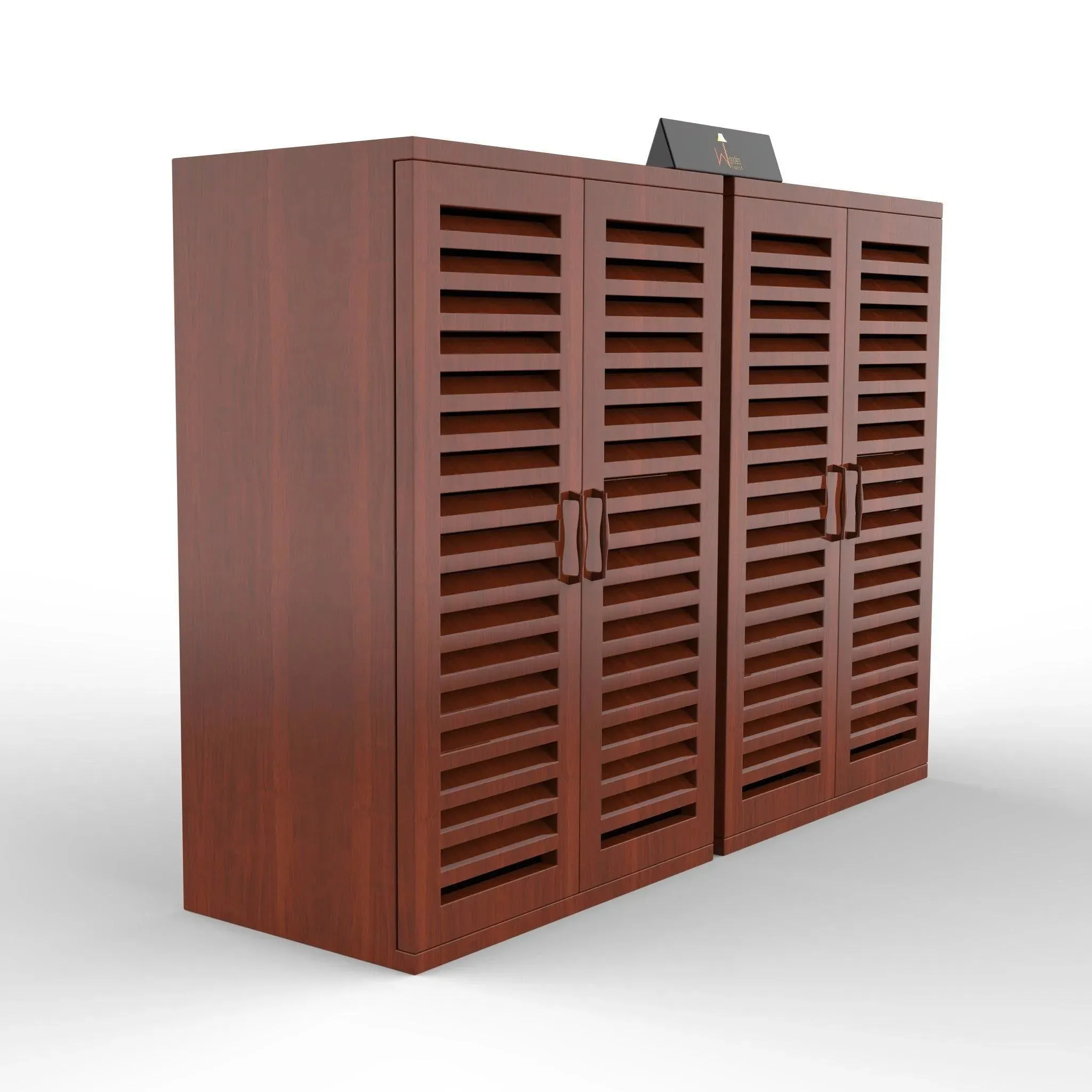 Wooden Twist Double Shoe Rack Cabinet In Teak Wood